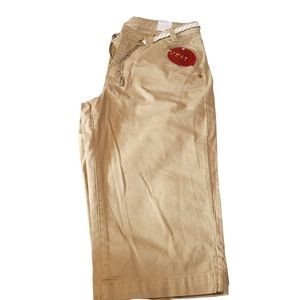 NWT Kikit Capri Pants Size 10 Tan White Belt